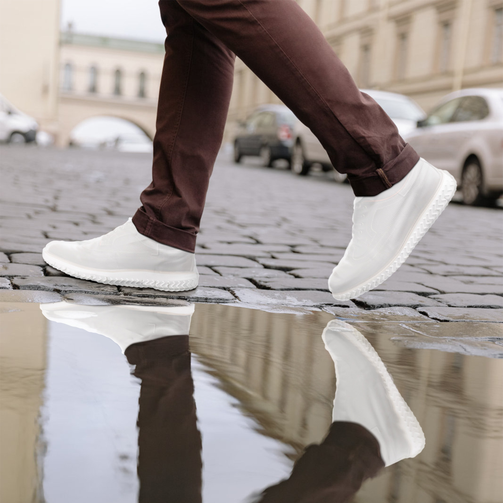 Sneaker Protector - 2 คู่ ที่คลุมรองเท้ากันน้ำ สีขาว ไซส์ L