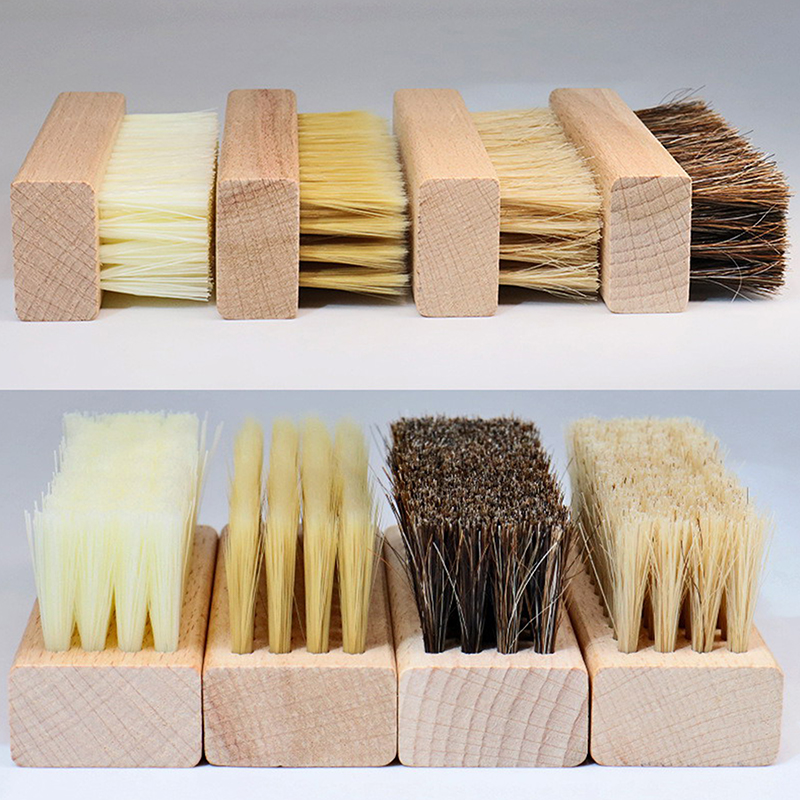 Shoe Cleaning Brush - แปรงขัดรองเท้าแปรงขัดขนหมูนุ่มพลาสติกแปรงขัดรองเท้าด้ามไม้ที่มีประโยชน์